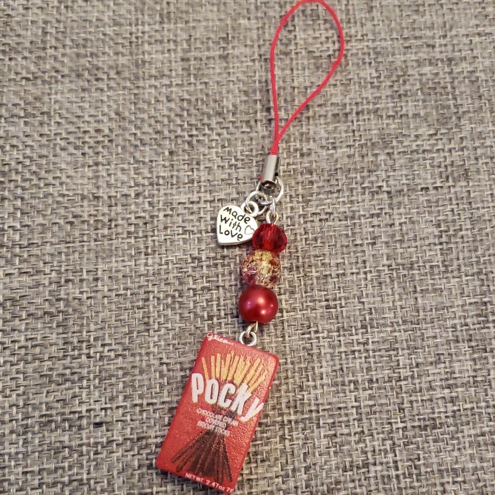 Red Pocky Phone Charm Keychain